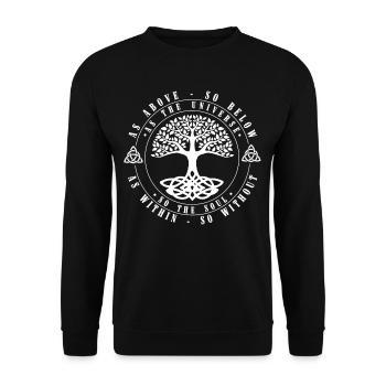 tree of life, Lebensbaum Keltischer Art Leben ToT - Unisex Pullover - Schwarz - Vorne - Alina (178cm) & Michal (187cm)