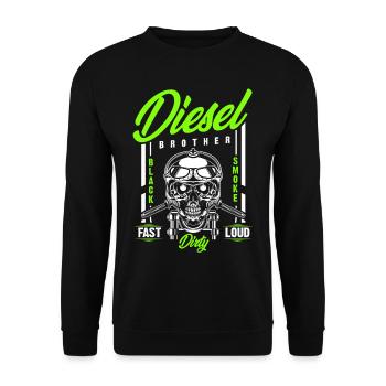 Diesel power brother, schnell laut schmutzig Biker - Unisex Pullover - Schwarz - Vorne - Alina (178cm) & Michal (187cm)