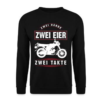 Simson S51, 2 mains, 2 oeufs, 2 barres, cyclomoteur DDR - Sweat-shirt Unisexe - noir - Devant - Alina (178cm) & Michal (187cm)