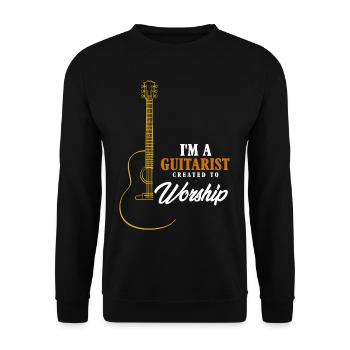I am a guitarist created to worship, guitar Christian - Unisex Sweatshirt - black - Front - Alina (178cm) & Michal (187cm)
