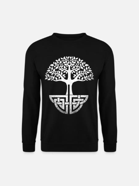 Keltischer Lebensbaum, Runen Irischer Baum Gälisch - Unisex Pullover - Schwarz
