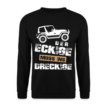 Geländewagen, der Eckige muss ins dreckige,Offroad - Unisex Pullover - Schwarz - Vorne - Alina (178cm) & Michal (187cm)