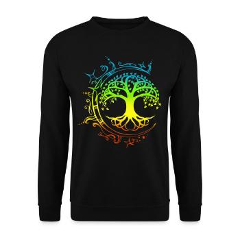 Tree of Life, Chakras for Spiritual Yoga, Buddha - Unisex Sweatshirt - black - Front - Alina (178cm) & Michal (187cm)