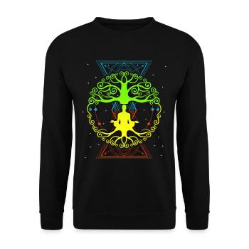Tree of Life, Chakras for Spiritual Yoga, Buddha - Unisex Sweatshirt - black - Front - Alina (178cm) & Michal (187cm)
