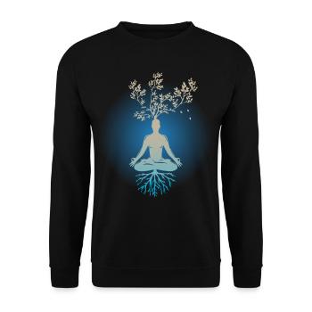Lebensbaum , Chakras für spirituelles Yoga, Buddha - Unisex Pullover - Schwarz - Vorne - Alina (178cm) & Michal (187cm)