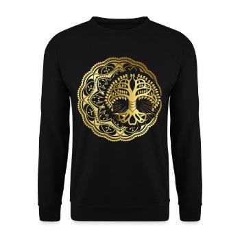 Tree of Life, Chakras for Spiritual Yoga, Buddha - Unisex Sweatshirt - black - Front - Alina (178cm) & Michal (187cm)