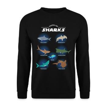 Espèces de requins types de requins, requins marteaux, plongeurs - Sweat-shirt Unisexe - noir - Devant - Alina (178cm) & Michal (187cm)