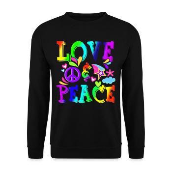 Hippie Love Peace Flower Power Peace Movement - Unisex Sweatshirt - black - Front - Alina (178cm) & Michal (187cm)