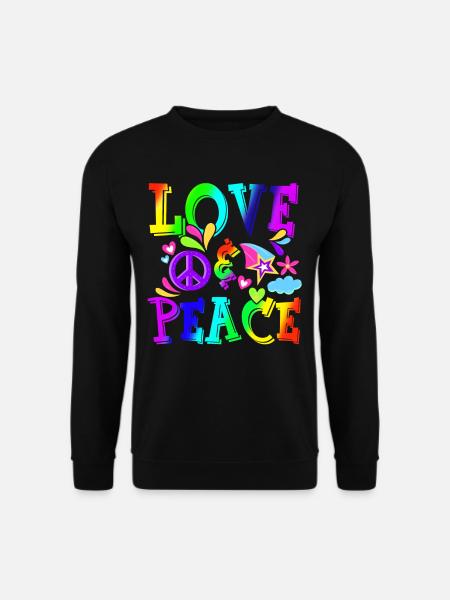 Hippie Love Peace Flower Power Friedensbewegung - Unisex Pullover - Schwarz