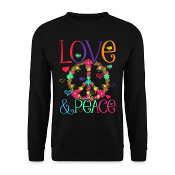 Hippie Love Peace Flower Power Peace Movement - Unisex Sweatshirt - black - Front - Alina (178cm) & Michal (187cm)
