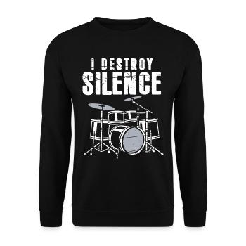Geschenk Schlagzeuger, Musikband I Destroy Silence - Unisex Pullover - Schwarz - Vorne - Alina (178cm) & Michal (187cm)