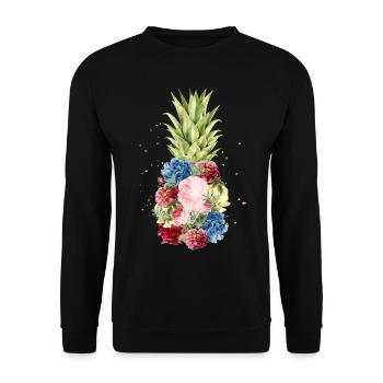 Hawaii pineapple pineapple with holiday flowers - Unisex Sweatshirt - black - Front - Alina (178cm) & Michal (187cm)