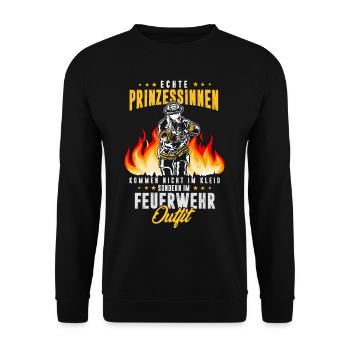 Feuerwehrfrauen Kommen nicht im Kleid - Unisex Pullover - Schwarz - Vorne - Alina (178cm) & Michal (187cm)
