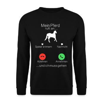 Mein Pferd ruft an Pferde Mädchen Reiterin Pferd T - Unisex Pullover - Schwarz - Vorne - Alina (178cm) & Michal (187cm)