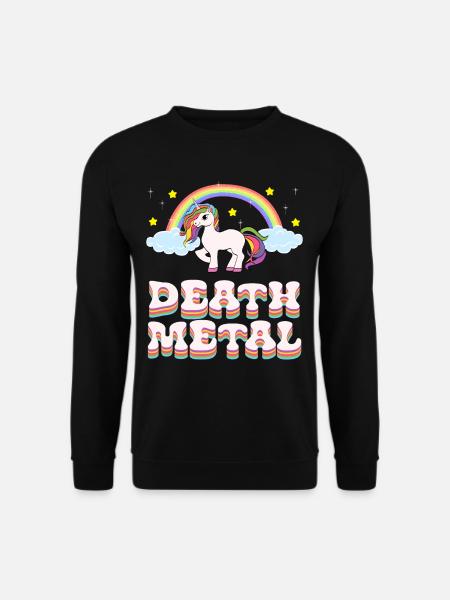 Lustiges Death Metal Einhorn Regenbogen T-Shirt Ge - Unisex Pullover - Schwarz