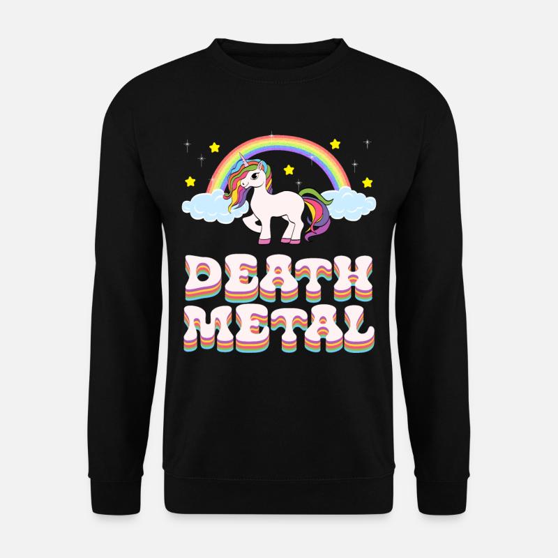 Lustiges Death Metal Einhorn Regenbogen T-Shirt Ge - Unisex Pullover - Schwarz