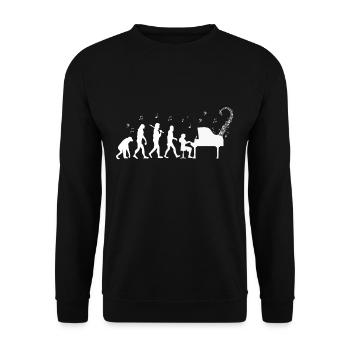 Evolution Klavierspielerin Klavier T-Shirt Piano M - Unisex Pullover - Schwarz - Vorne - Alina (178cm) & Michal (187cm)