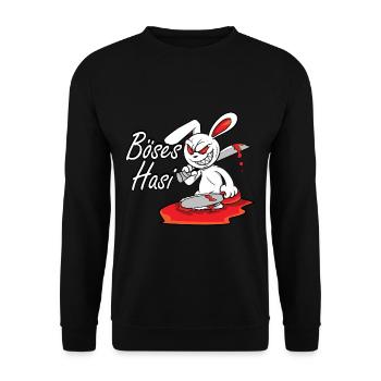 Böses Horror Hasi Lustiges Hasen Spruch Oster Gesc - Unisex Pullover - Schwarz - Vorne - Alina (178cm) & Michal (187cm)