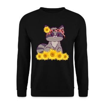 Raccoon Bandana Funny Animal Sunflowers Sweet Wa - Unisex Sweatshirt - black - Front - Alina (178cm) & Michal (187cm)
