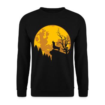 Hundeliebhaber Dackel jault zum Mond Dackelfreunde - Unisex Pullover - Schwarz - Vorne - Alina (178cm) & Michal (187cm)