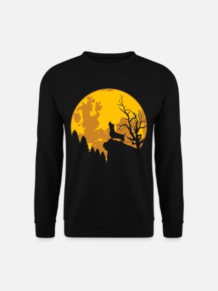 Hundeliebhaber Dackel jault zum Mond Dackelfreunde - Unisex Pullover - Schwarz