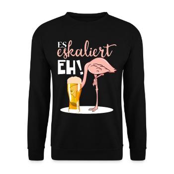Lustiges es eskaliert eh Flamingo Party Design Par - Unisex Pullover - Schwarz - Vorne - Alina (178cm) & Michal (187cm)
