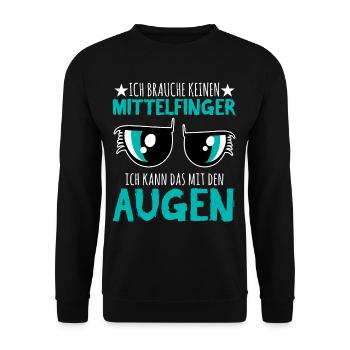 Ich brauche keinen Mittelfinger ich kann das mit d - Unisex Pullover - Schwarz - Vorne - Alina (178cm) & Michal (187cm)