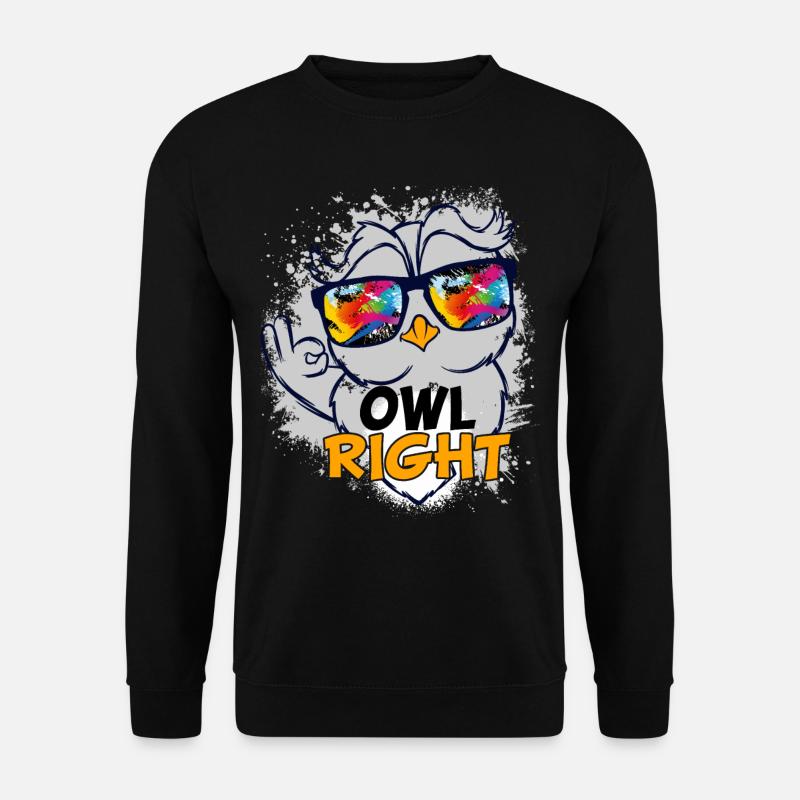 Eulen Uhu Owl Cartoon Right Cooler Uhu Style - Unisex Pullover - Schwarz