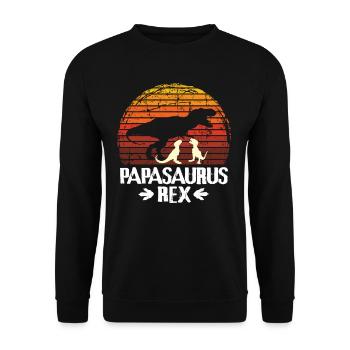Dino Rex Sweet Dinosaur Father's Day Papasaurus - Unisex Sweatshirt - black - Front - Alina (178cm) & Michal (187cm)