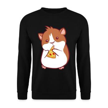 Guinea pig and hamster with pizza fast food - Unisex Sweatshirt - black - Front - Alina (178cm) & Michal (187cm)