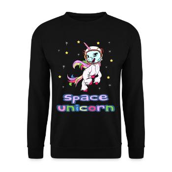 Space Unicorn Outer Space Unicorn T-Shirt - Unisex Sweatshirt - black - Front - Alina (178cm) & Michal (187cm)