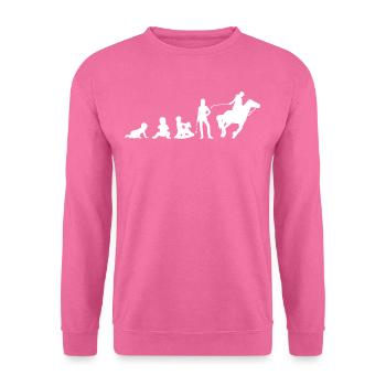 Pferde Evolution einer Reiterin Pferdefreunde - Unisex Pullover - Pink - Vorne