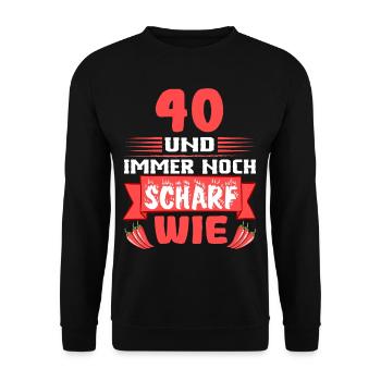 40 Geburtstag 40er runder Vierziger Geschenk Tee - Unisex Pullover - Schwarz - Vorne - Alina (178cm) & Michal (187cm)