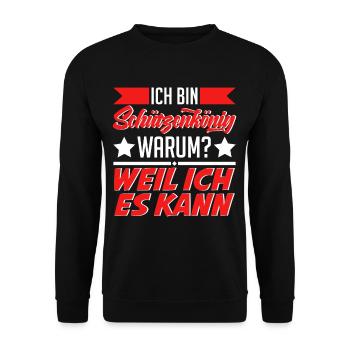 Schützenkönig Hobbyschützen Schützenverein - Unisex Pullover - Schwarz - Vorne - Alina (178cm) & Michal (187cm)