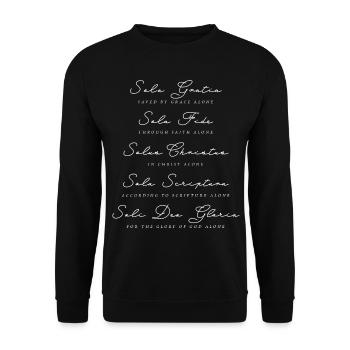 five solas 5 solas gift Christian motif - Unisex Sweatshirt - black - Front - Alina (178cm) & Michal (187cm)