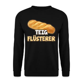 Geschenk für Teig Flüsterer Hobbybäcker Konditor - Unisex Pullover - Schwarz - Vorne - Alina (178cm) & Michal (187cm)
