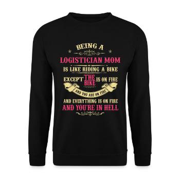 Logistiker Mutter, Logistiker Mutter - Unisex Pullover - Schwarz - Vorne - Alina (178cm) & Michal (187cm)