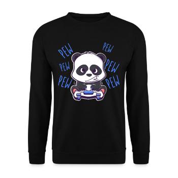 Pew Pew Pew Panda Black and White Gaming Kawaii - Unisex Sweatshirt - black - Front - Alina (178cm) & Michal (187cm)