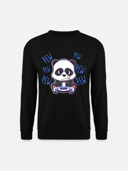 Pew Pew Panda Noir et Blanc Gaming Kawaii - Sweat-shirt Unisexe - noir