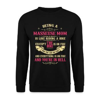 Funny Masseuse Mom, Masseuse Mum Vintage Retro - Unisex Sweatshirt - black - Front - Alina (178cm) & Michal (187cm)