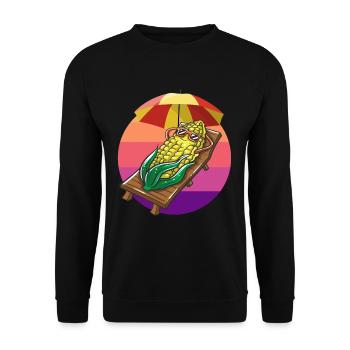 Witziger Maiskolben mit Sonnenbrille Mais Sonnen - Unisex Pullover - Schwarz - Vorne - Alina (178cm) & Michal (187cm)