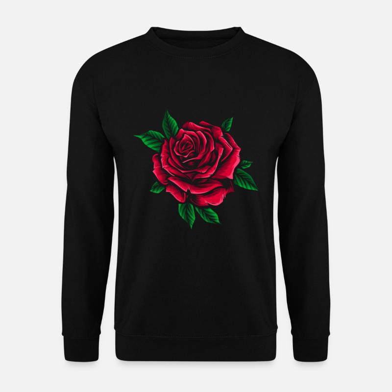 Rosen-Motiv Rote Rose Blumen Valentinstag - Unisex Pullover - Schwarz