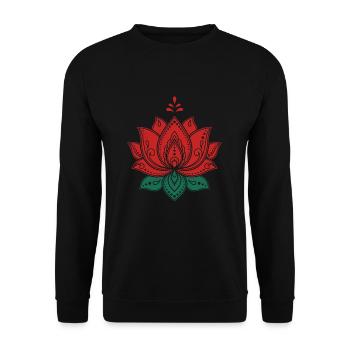 Lotosblume Seerose Lotusblüte Hippie-Design - Unisex Pullover - Schwarz - Vorne - Alina (178cm) & Michal (187cm)