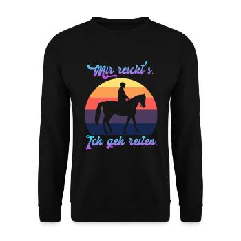 Ich Geh Reiten Mir Reichts Sprüche Reiter - Unisex Pullover - Schwarz - Vorne - Alina (178cm) & Michal (187cm)