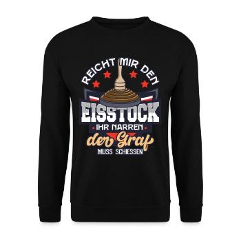 EISSTOCK Stockschießen Eisstockschiessen - Unisex Pullover - Schwarz - Vorne - Alina (178cm) & Michal (187cm)