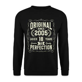 Original since 2005 18 years birthday - Unisex Sweatshirt - black - Front - Alina (178cm) & Michal (187cm)