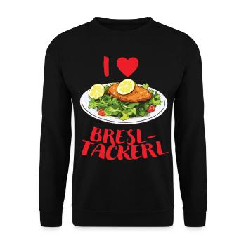 I Love Bresltackerl - hell - Unisex Pullover - Schwarz - Vorne - Alina (178cm) & Michal (187cm)