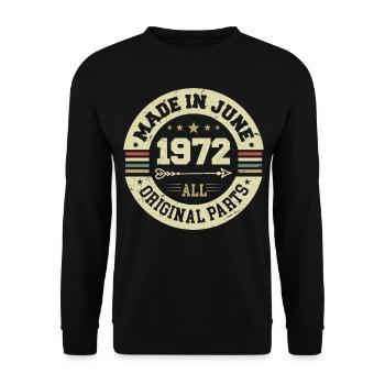 Juni 1972 Geburtstagsgeschenk Juni 1972 Juni 1972 - Unisex Pullover - Schwarz - Vorne - Alina (178cm) & Michal (187cm)