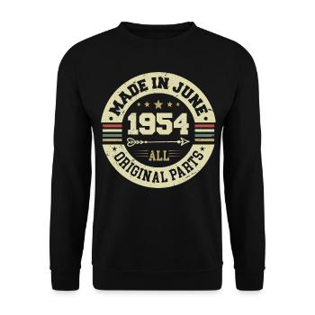Juni 1954 Geburtstagsgeschenk Juni 1954 Juni 1954 - Unisex Pullover - Schwarz - Vorne - Alina (178cm) & Michal (187cm)