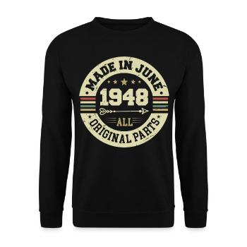 Juni 1948 Geburtstagsgeschenk Juni 1948 Juni 1948 - Unisex Pullover - Schwarz - Vorne - Alina (178cm) & Michal (187cm)